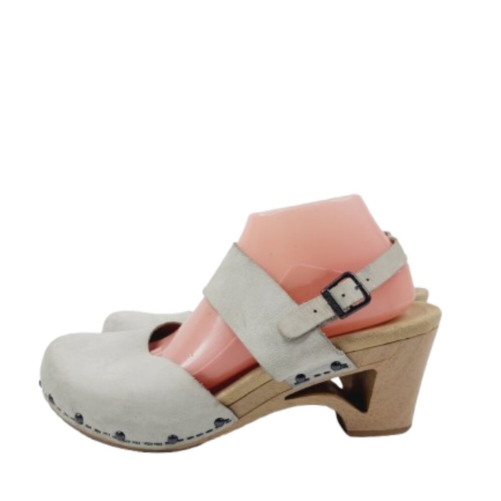 Dansko Women's Light Grey Dotty Leather Closed Toe Pump Heeled Sandals Size 11.5